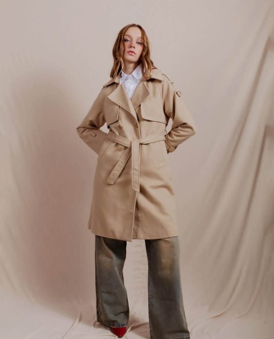 ABRIGO GABARDINA MUJER BEIGE